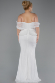 Long White Dantelle Plus Size Evening Dress ABU5876