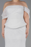 Long White Dantelle Plus Size Evening Dress ABU5876