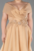 Long Gold Plus Size Engagement Dress ABU5879