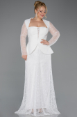 Long White Dantelle Plus Size Evening Dress ABU5881