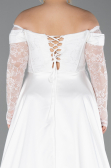 Long White Dantelle Plus Size Evening Dress ABU5724
