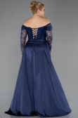 Long Navy Blue Dantelle Plus Size Evening Dress ABU5724
