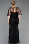 Long Black Beaded Plus Size Evening Gown ABU5800