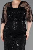 Long Black Beaded Plus Size Evening Gown ABU5800