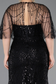 Long Black Beaded Plus Size Evening Gown ABU5800
