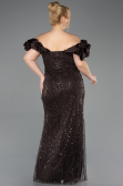 Dark Brown Long Beaded Plus Size Engagement Dress ABU4788