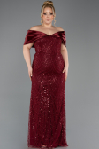 Long Burgundy Beaded Formal Plus Size Dress ABU5742