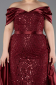 Long Burgundy Beaded Formal Plus Size Dress ABU5742