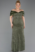Olive Drab Long Beaded Formal Plus Size Dress ABU5742