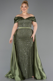 Olive Drab Long Beaded Formal Plus Size Dress ABU5742