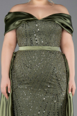 Olive Drab Long Beaded Formal Plus Size Dress ABU5742