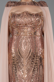 Long Copper Scaly Plus Size Evening Gown ABU5830