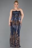 Long Navy Blue Scaly Plus Size Evening Gown ABU5830