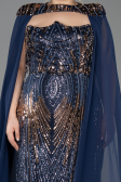 Long Navy Blue Scaly Plus Size Evening Gown ABU5830