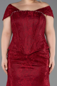 Long Burgundy Dantelle Oversized Evening Dress ABU5824