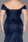 Long Navy Blue Dantelle Oversized Evening Dress ABU5824