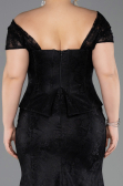 Long Black Dantelle Oversized Evening Dress ABU5824