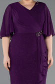 Purple Midi Plus Size Evening Dress ABK1826