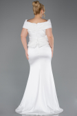 Long White Satin Oversized Evening Dress ABU5878