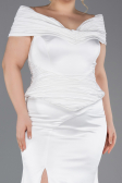 Long White Satin Oversized Evening Dress ABU5878