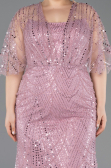 Long Powder Color Beaded Plus Size Evening Gown ABU5800