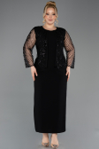 Midi Black Plus Size Evening Dress ABK2418