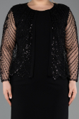 Midi Black Plus Size Evening Dress ABK2418
