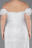 Long White Dantelle Plus Size Evening Dress ABU5729