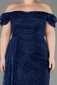 Long Navy Blue Dantelle Plus Size Evening Dress ABU5729