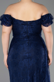 Long Navy Blue Dantelle Plus Size Evening Dress ABU5729