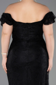 Long Black Dantelle Plus Size Evening Dress ABU5729