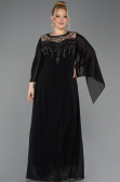 Long Black Chiffon Formal Plus Size Dress ABU5854