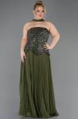 Long Olive Drab Plus Size Evening Gown ABU5856