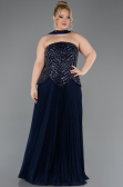 Long Navy Blue Plus Size Evening Gown ABU5856