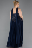 Long Navy Blue Plus Size Evening Gown ABU5856