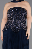 Long Navy Blue Plus Size Evening Gown ABU5856