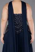 Long Navy Blue Plus Size Evening Gown ABU5856
