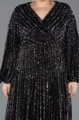 Long Black Scaly Formal Plus Size Dress ABU5857