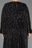 Long Black Scaly Formal Plus Size Dress ABU5857
