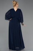 Long Navy Blue Chiffon Formal Plus Size Dress ABU5860
