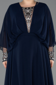 Long Navy Blue Chiffon Formal Plus Size Dress ABU5860