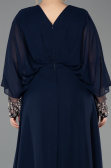 Long Navy Blue Chiffon Formal Plus Size Dress ABU5860