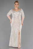 Beige Long Scaly Plus Size Evening Dress ABU3258