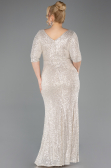 Beige Long Scaly Plus Size Evening Dress ABU3258