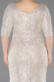 Beige Long Scaly Plus Size Evening Dress ABU3258