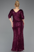 Plum Long Scaly Plus Size Evening Dress ABU3258