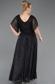 Black-Silver Long Plus Size Evening Dress ABU5323
