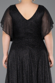 Black-Silver Long Plus Size Evening Dress ABU5323