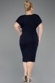 Midi Navy Blue Plus Size Evening Gown ABK2535