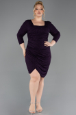 Short Dark Purple Plus Size Cocktail Dress ABK2537
